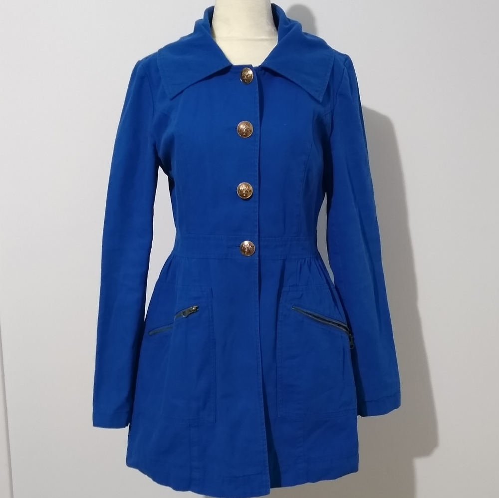 Tulle Blue Canvas Long Peplum Jacket Old Style